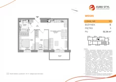Mieszkanie, 52,38 m², 3 pokoje, piętro 1, oferta nr E/11