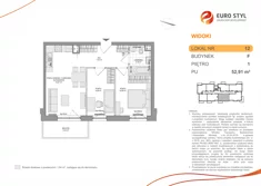 Mieszkanie, 52,91 m², 3 pokoje, piętro 1, oferta nr F/12