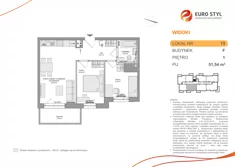 Mieszkanie, 51,54 m², 3 pokoje, piętro 1, oferta nr F/13