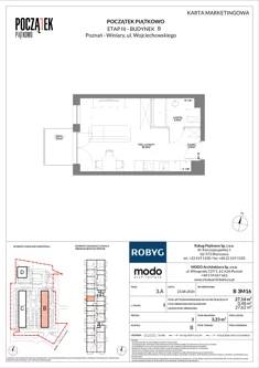 Mieszkanie, 27,14 m², 1 pokój, piętro 3, oferta nr B.3M16