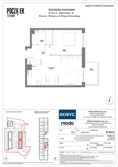 Mieszkanie, 44,01 m², 2 pokoje, piętro 1, oferta nr B.1M12