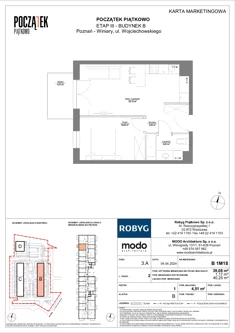 Mieszkanie, 39,08 m², 2 pokoje, piętro 1, oferta nr B.1M18