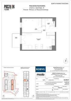 Mieszkanie, 41,97 m², 2 pokoje, piętro 2, oferta nr B.2M17