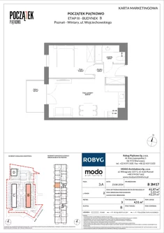 Mieszkanie, 41,97 m², 2 pokoje, piętro 3, oferta nr B.3M17