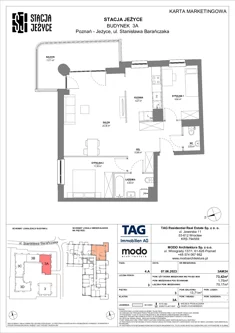 Mieszkanie, 73,42 m², 3 pokoje, piętro 3, oferta nr 3AM24