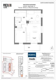 Mieszkanie, 55,09 m², 3 pokoje, piętro 1, oferta nr B.1M03