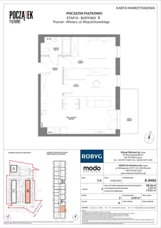 Mieszkanie, 58,16 m², 3 pokoje, piętro 2, oferta nr B.2M02