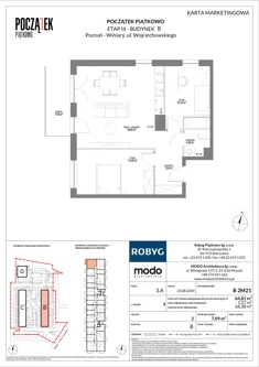 Mieszkanie, 64,81 m², 3 pokoje, piętro 2, oferta nr B.2M21