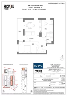 Mieszkanie, 56,69 m², 3 pokoje, piętro 5, oferta nr B.5M03