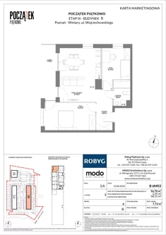 Mieszkanie, 56,60 m², 3 pokoje, piętro 6, oferta nr B.6M03