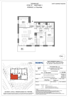 Mieszkanie, 75,59 m², 4 pokoje, piętro 1, oferta nr 1.1M06