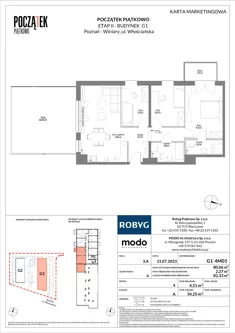 Mieszkanie, 80,06 m², 4 pokoje, piętro 4, oferta nr G1.4M01