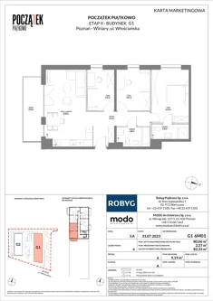 Mieszkanie, 80,06 m², 4 pokoje, piętro 6, oferta nr G1.6M01