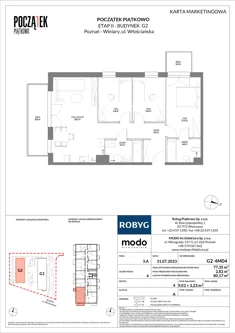 Mieszkanie, 77,35 m², 4 pokoje, piętro 4, oferta nr G2.4M04