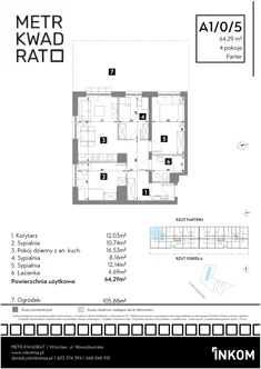 Mieszkanie, 64,29 m², 4 pokoje, parter, oferta nr A1/0/5