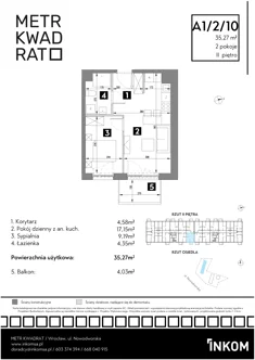Mieszkanie, 35,27 m², 2 pokoje, piętro 2, oferta nr A1/2/10