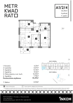 Mieszkanie, 55,49 m², 4 pokoje, piętro 2, oferta nr A1/2/4