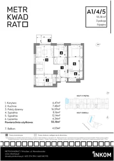 Mieszkanie, 55,18 m², 3 pokoje, piętro 4, oferta nr A1/4/5