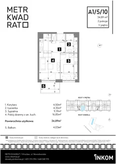 Mieszkanie, 34,89 m², 2 pokoje, piętro 5, oferta nr A1/5/10