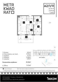 Mieszkanie, 52,34 m², 3 pokoje, piętro 1, oferta nr A2/1/11