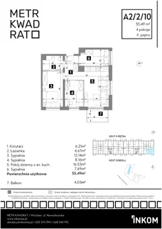 Mieszkanie, 55,49 m², 4 pokoje, piętro 2, oferta nr A2/2/10