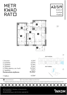 Mieszkanie, 55,40 m², 4 pokoje, piętro 3, oferta nr A2/3/9