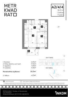 Mieszkanie, 35,27 m², 2 pokoje, piętro 4, oferta nr A2/4/4