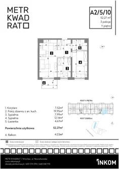 Mieszkanie, 52,27 m², 3 pokoje, piętro 5, oferta nr A2/5/10