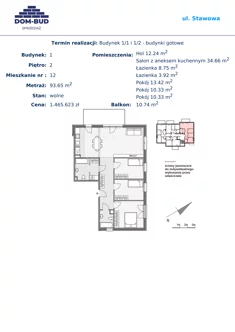 Mieszkanie, 93,65 m², 4 pokoje, piętro 2, oferta nr 1/1-12