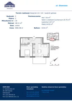 Mieszkanie, 48,11 m², 2 pokoje, piętro 2, oferta nr 1/2-10