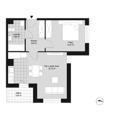 Mieszkanie, 44,86 m², 2 pokoje, piętro 1, oferta nr mieszkanie 15