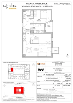 Apartament inwestycyjny, 67,58 m², 3 pokoje, piętro 2, oferta nr LEG/A/2/1