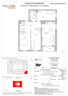 Apartament inwestycyjny, 79,28 m², 4 pokoje, piętro 1, oferta nr LEG/C/1/4