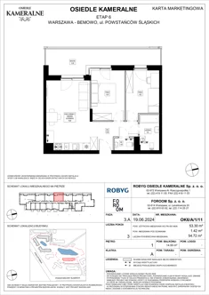 Mieszkanie, 53,30 m², 3 pokoje, piętro 1, oferta nr OK6/A/1/11