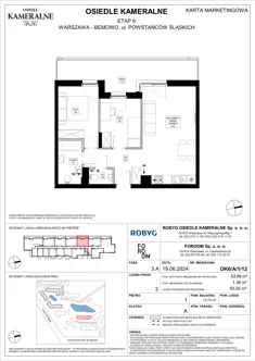 Mieszkanie, 53,89 m², 3 pokoje, piętro 1, oferta nr OK6/A/1/12