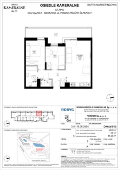 Mieszkanie, 53,89 m², 3 pokoje, piętro 2, oferta nr OK6/A/2/12