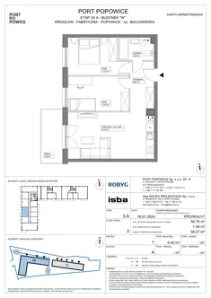 Mieszkanie, 56,79 m², 3 pokoje, piętro 1, oferta nr PPO/W/A/1/7