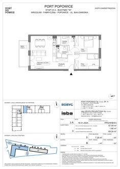 Mieszkanie, 67,54 m², 3 pokoje, piętro 5, oferta nr PPO/W/B/5/3