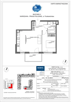 Mieszkanie, 44,28 m², 2 pokoje, piętro 2, oferta nr PP/2/F/2/3