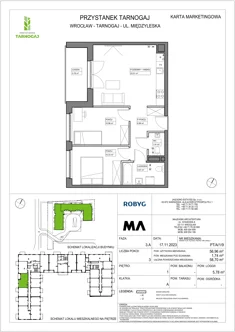 Mieszkanie, 56,96 m², 3 pokoje, piętro 1, oferta nr PT/A/1/9