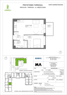 Mieszkanie, 39,40 m², 2 pokoje, piętro 2, oferta nr PT/A/2/3