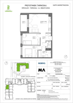 Mieszkanie, 56,97 m², 3 pokoje, piętro 2, oferta nr PT/A/2/9