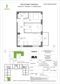 Mieszkanie, 59,47 m², 3 pokoje, piętro 3, oferta nr PT/A/3/5