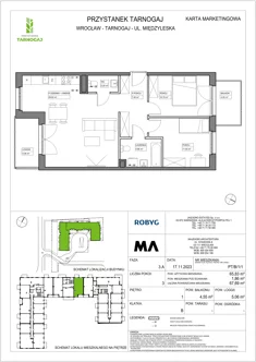 Mieszkanie, 65,83 m², 3 pokoje, piętro 1, oferta nr PT/B/1/1