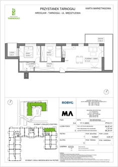 Mieszkanie, 64,97 m², 3 pokoje, piętro 1, oferta nr PT/C/1/1