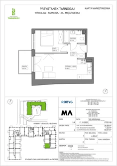 Mieszkanie, 39,59 m², 2 pokoje, piętro 1, oferta nr PT/C/1/6