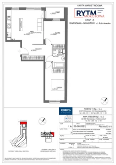 Mieszkanie, 63,14 m², 3 pokoje, piętro 1, oferta nr RM/1A/D/1/1