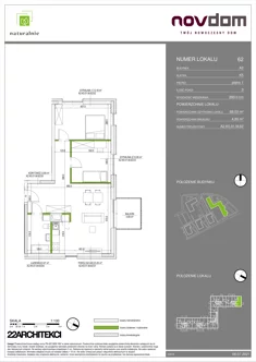 Apartament, 68,03 m², 3 pokoje, piętro 1, oferta nr A2/62