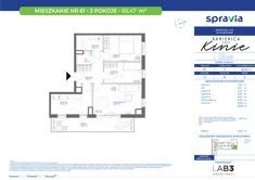 Mieszkanie, 65,47 m², 3 pokoje, piętro 5, oferta nr 61