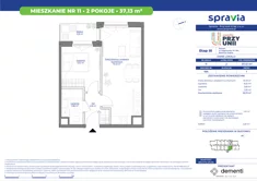 Mieszkanie, 37,13 m², 2 pokoje, piętro 1, oferta nr 19A-11